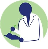 Illustration of a person holding a clipboard and writing, representing food safety rules, permits, or written requirements